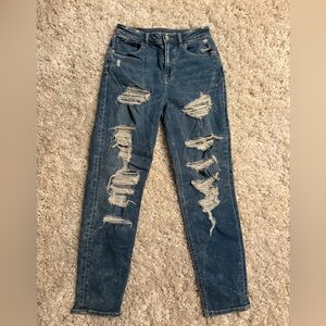 American Eagle Outfitters Ripped Blue Mom Jeans